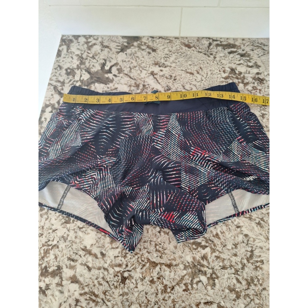 Patagonia Nine Trails Shorts Womenโ S Nlue Geometric Running 4" Lightweight Gym